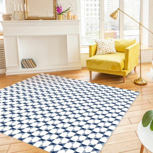 Tapis vinyle Géométrique Damier clouté bleu nuit - Mon carré créatif