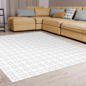 Tapis vinyle Carreaux de ciment Fleur de plume gris perle - Mon carré créatif