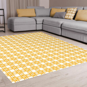 Tapis vinyle Carreaux de ciment Fleur de plume jaune et crème - Mon carré créatif