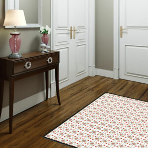 Tapis vinyle Carreaux de ciment Tulipes et cabochons bordeau or et noir - Mon carré créatif