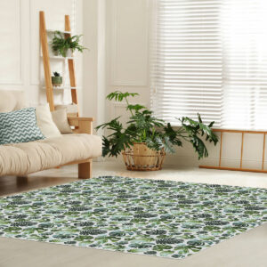 Tapis vinyle végétal Feuillage monstera fond gris perle - Mon carré créatif