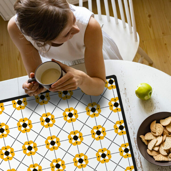 Sous-mains carreaux de ciment Alliance fleurie jaune - Mon carré créatif