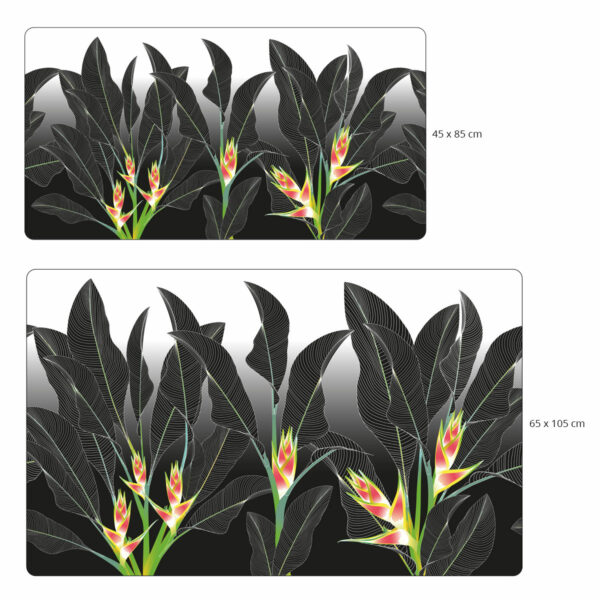 Deux tailles de Sous-mains floral et végétal - Fleur exotique heliconia fond dégradé blanc noir - Mon carré créatif