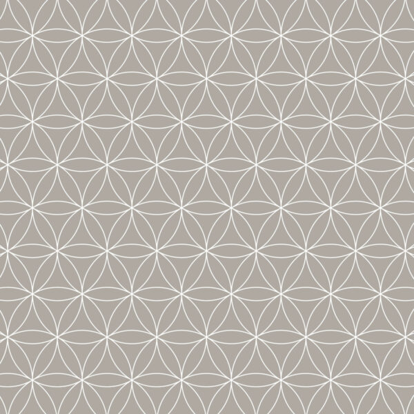 Détail motif géométrique Fleur de vie blanche fond taupe - Mon Carré Créatif