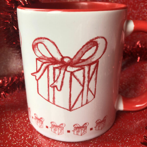 Mug Illustration Cadeau de Noël bicolore blanc et rouge - Mon carré créatif