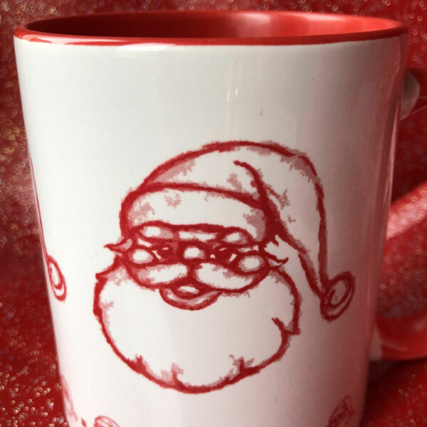 Mug Illustration Père Noël bicolore blanc et rouge - Mon carré créatif