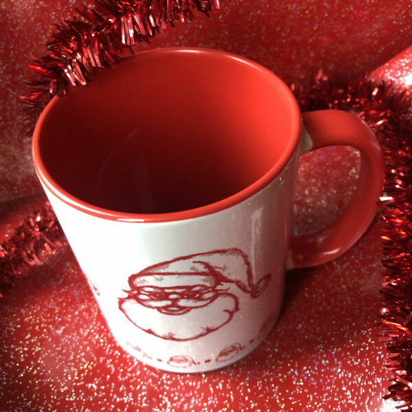 Vue du dessus Mug Père Noël bicolore blanc et rouge - Mon carré créatif