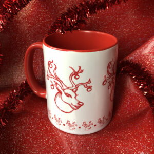 Mug Renne de Noël bicolore blanc et rouge - Mon carré créatif