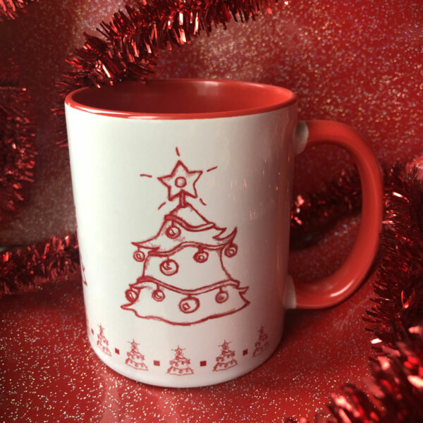 Mug Sapin de Noël bicolore blanc et rouge - Mon carré créatif