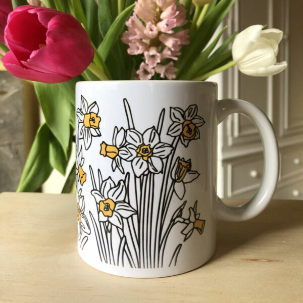 Mug Printemps Illustration Narcisses 2 - Céramique blanche - Mon Carré Créatif