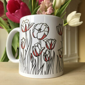 Mug Printemps Illustration Tulipes 1 - Céramique blanche - Mon Carré Créatif