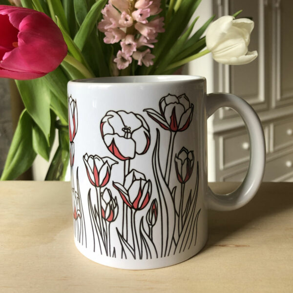 Mug Printemps Illustration Tulipes 2 - Céramique blanche - Mon Carré Créatif