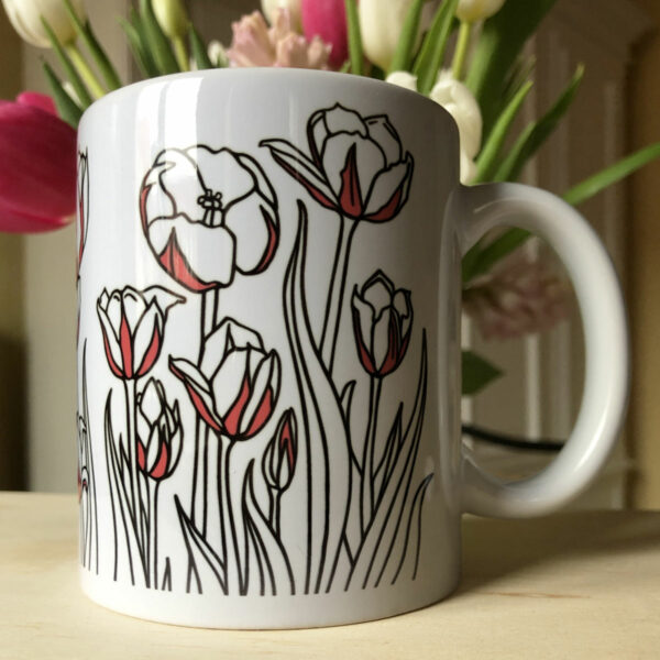 Mug Printemps Illustration Tulipes 3 - Céramique blanche - Mon Carré Créatif